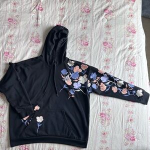 Adidas Black Hoodie with Floral Design